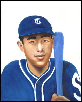 Picture, Helmar Brewing, Helmar Oasis Card # 525, Hiroshi OSHITA (HOF), Forest with gray star, Tokyo Senators